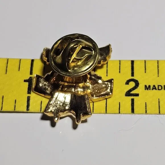 Volunteer Angel Ribbon Rhinestones Pin Gold Tone Lapel Enamel Collectible - Picture 5 of 9